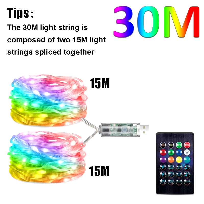 💡 Tira de Luces LED Navideña Inteligente RGB con Bluetooth – Luces Decorativas Impermeables para Interior y Exterior 🎄